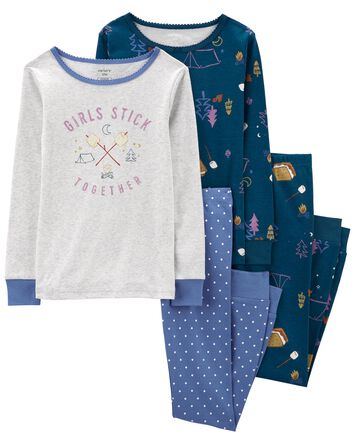 Kid 4-Piece S'mores 100% Snug Fit Cotton Pajamas, 