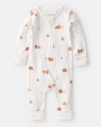 Baby Fall Print PurelySoft Long-Sleeve 2-Way Zip Sleep & Play Pajamas - White, 