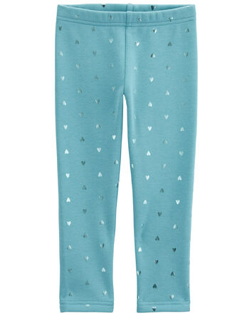 Shiny Heart Cozy Fleece Leggings, 