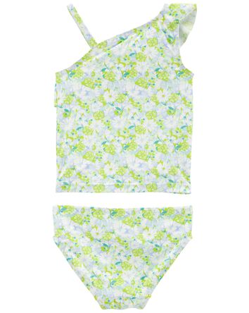 Toddler Floral Print Ruffle Tankini Swimsuit, 