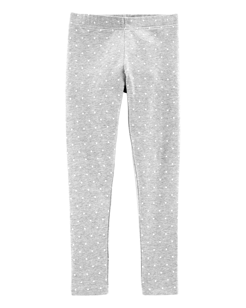 Kid Cotton Polka Dot Stretch Leggings, image 1 of 4 slides