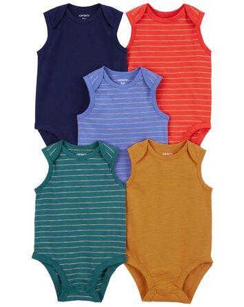 Baby 6-Pack Striped Tank Bodysuits, 