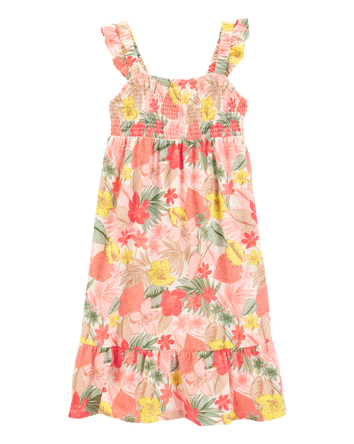 Kid Floral Smocked Midi Dress, 