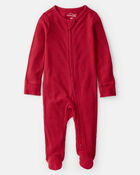 Baby Solid Print PurelySoft Long-Sleeve Sleep & Play Pajamas - Red, image 1 of 7 slides