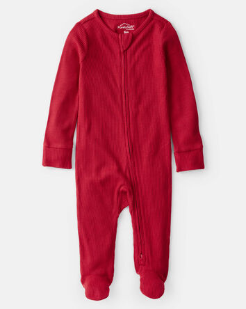 Baby Solid Print PurelySoft Long-Sleeve Sleep & Play Pajamas - Red, 