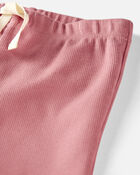 Kid Organic Cotton Rib Drawstring Leggings in Dark Blush, image 3 of 5 slides