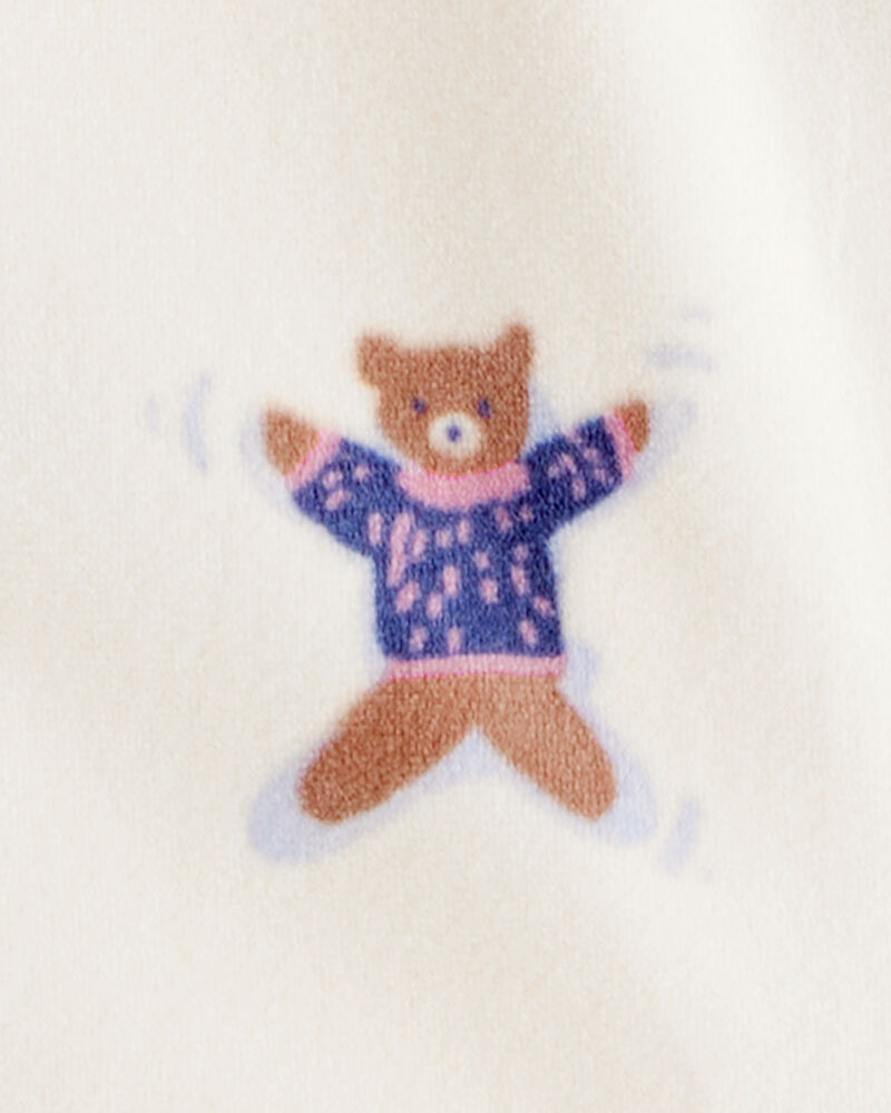 Baby Girl Snow Animals Loose Fit Long-Sleeve 2-Way Zip 1-Piece Pajamas - Ivory, image 3 of 4 slides