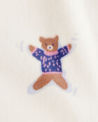 Baby Girl Snow Animals Loose Fit Long-Sleeve 2-Way Zip 1-Piece Pajamas - Ivory, image 3 of 4 slides