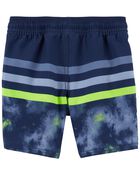 Toddler Neon Stripe Cloud Dye Swim Trunks, image 2 of 3 slides