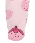 Baby Strawberry Fleece Footie Sleep & Play Pajamas, image 3 of 5 slides