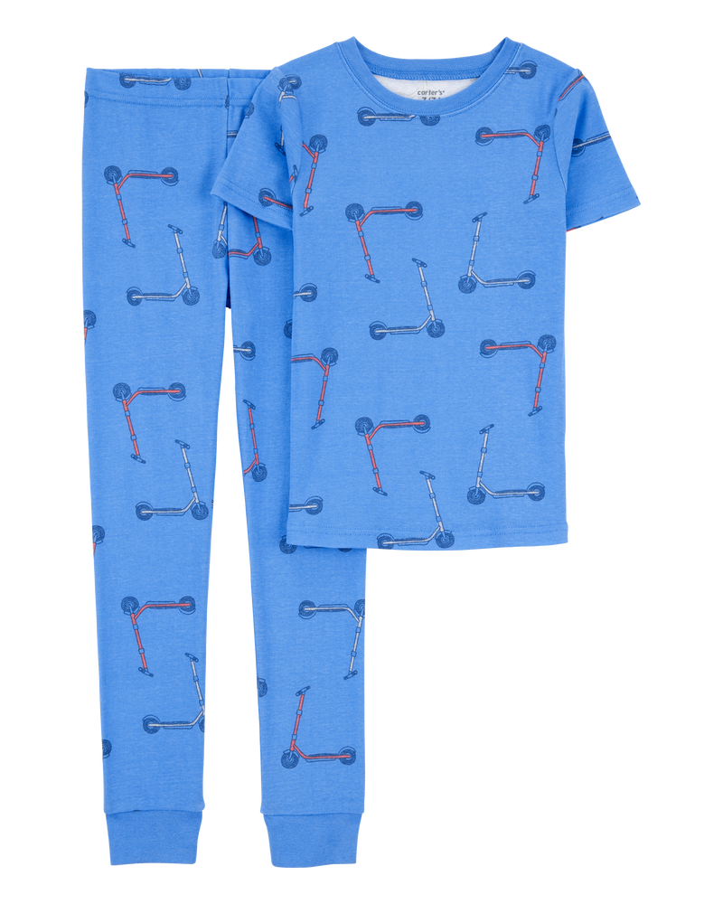 Boys 2-Piece Scooter Print 100% Snug Fit Cotton Pajamas - Blue, image 1 of 3 slides