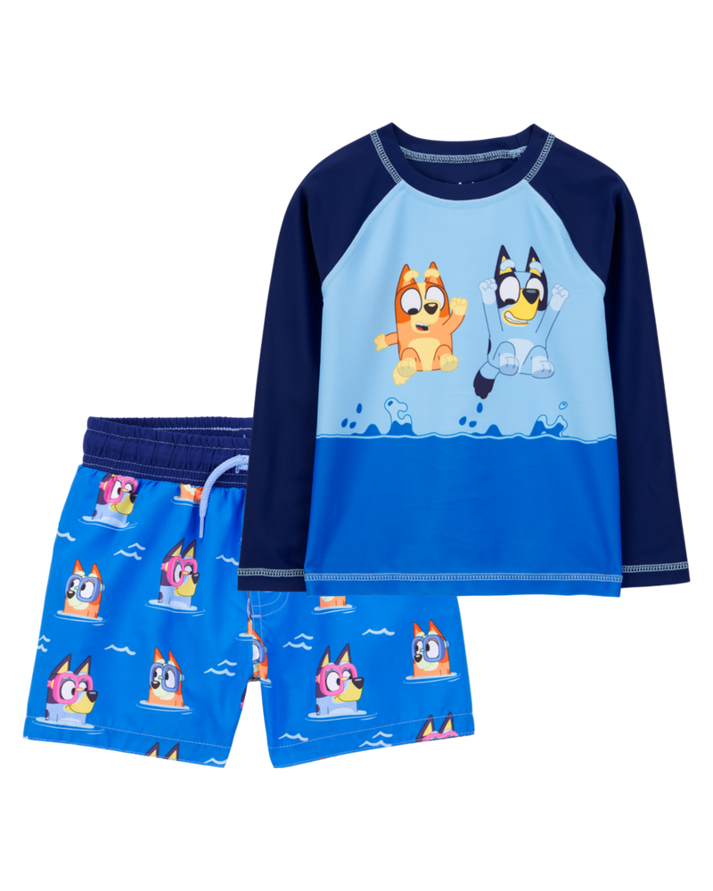 Toddler 2-Piece Bluey Rashguard & Swim Trunk Set, image 1 of 6 slides