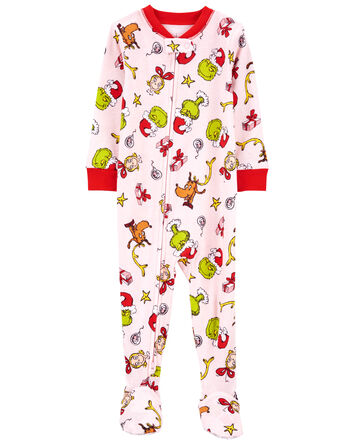 Baby 1-Piece Christmas Grinch 100%  Cotton Footie Pajamas, 