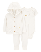 Baby 3-Piece Chick Little Cardigan Set - Ivory, image 1 of 4 slides