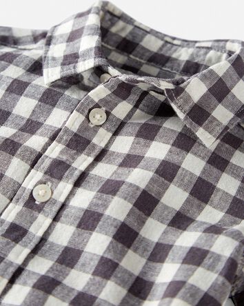 Toddler Gingham Button-Front Shirt Made With Linen, 