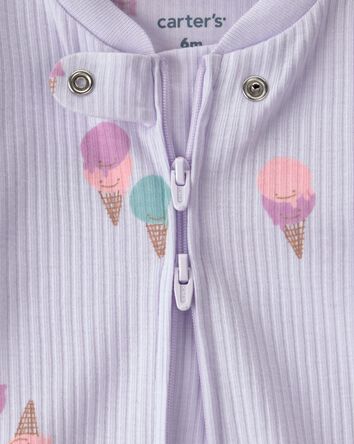 Baby Girl Ice Cream 2-Way Zip Sleep & Play Pajama - Purple, 