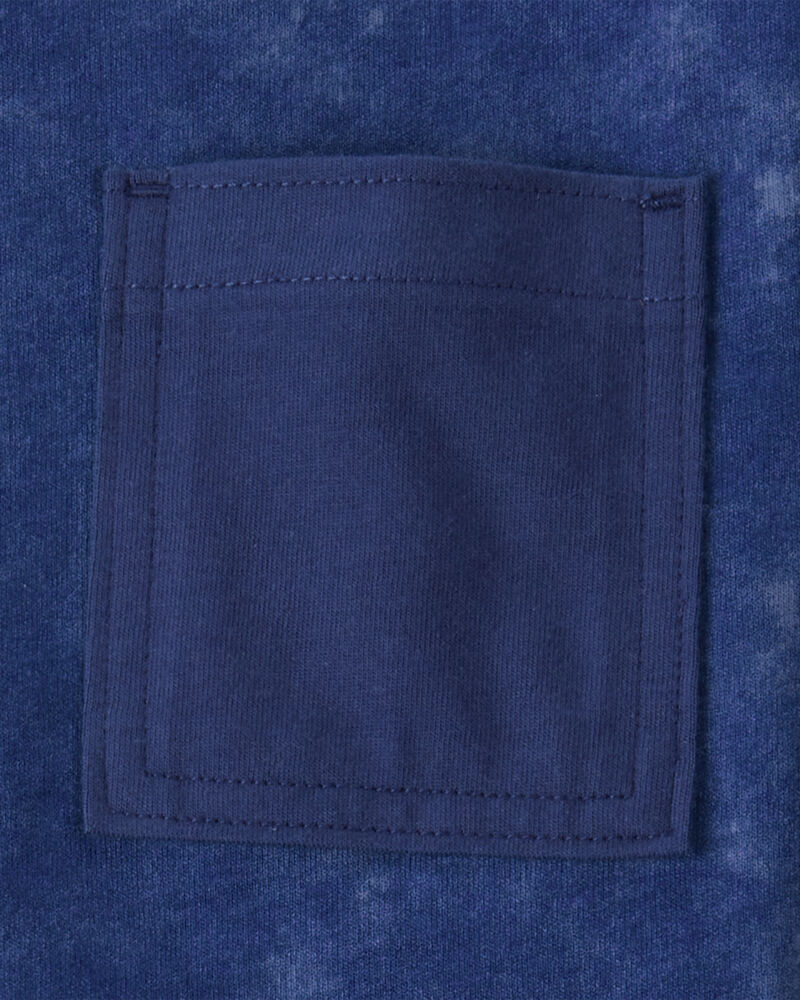 Boys Acid Wash Cotton Short-Sleeve Pocket Tee - Navy, image 2 of 3 slides