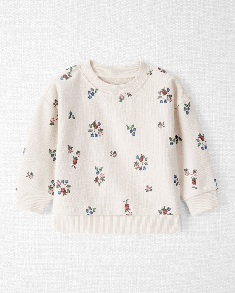 Baby Girl Organic Cotton French Terry Sweatshirt in Berry Blossom Print, image 1 of 5 slides