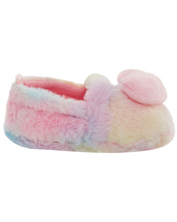 Rainbow Heart Faux Fur Loafer Slippers, 