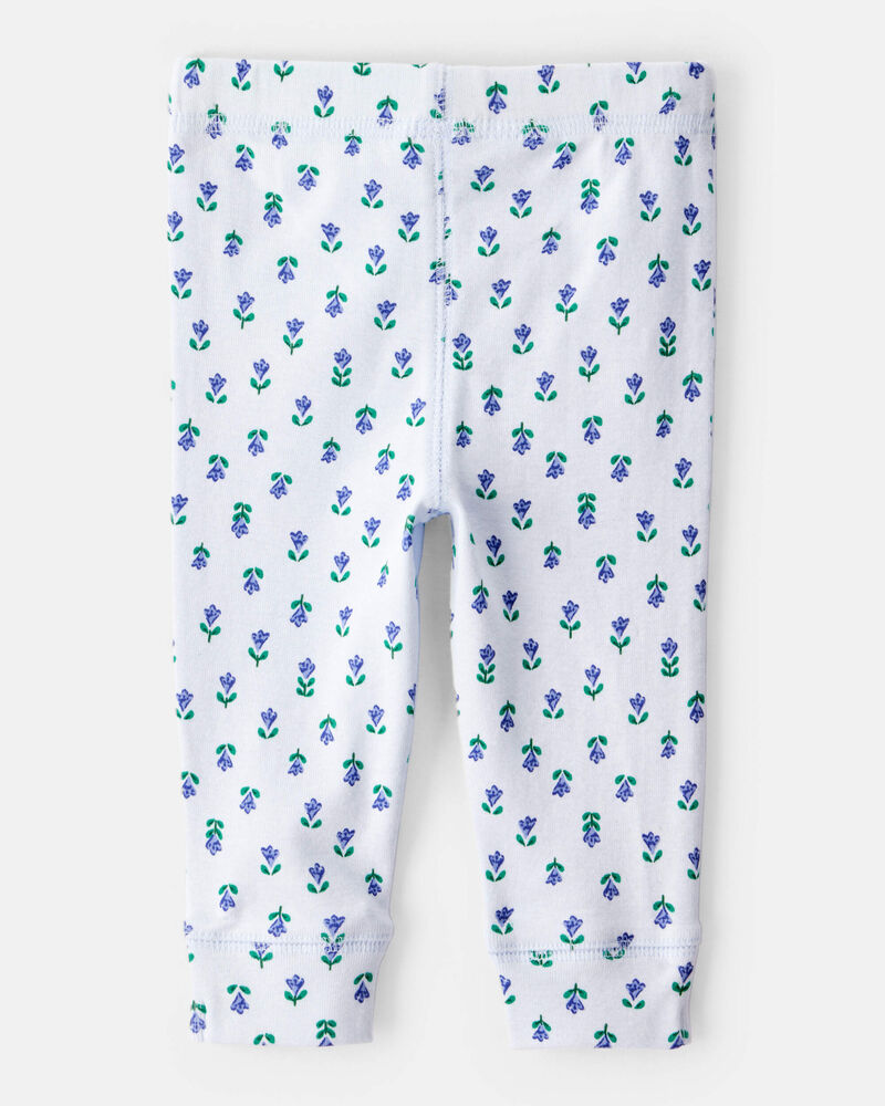 Baby 2-Pack Floral Pull-On Pants - Grey/Blue, image 3 of 10 slides