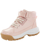 Kid Metallic Pink Lace-Up Boots, image 6 of 7 slides