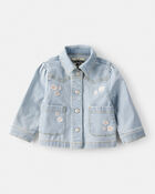 Baby Girl Embroidered Long-Sleeve Denim Jacket - Blue, image 1 of 4 slides