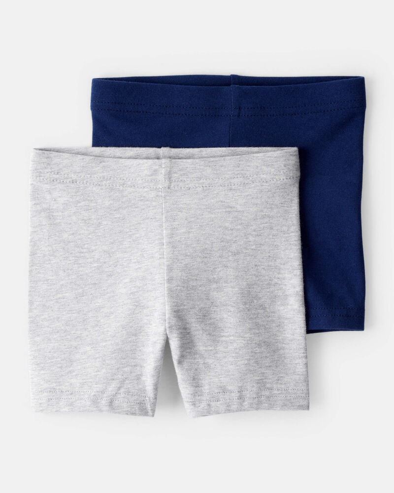 Toddler Girl 2-Pack Tumbling Shorts - Grey/Navy, image 8 of 10 slides
