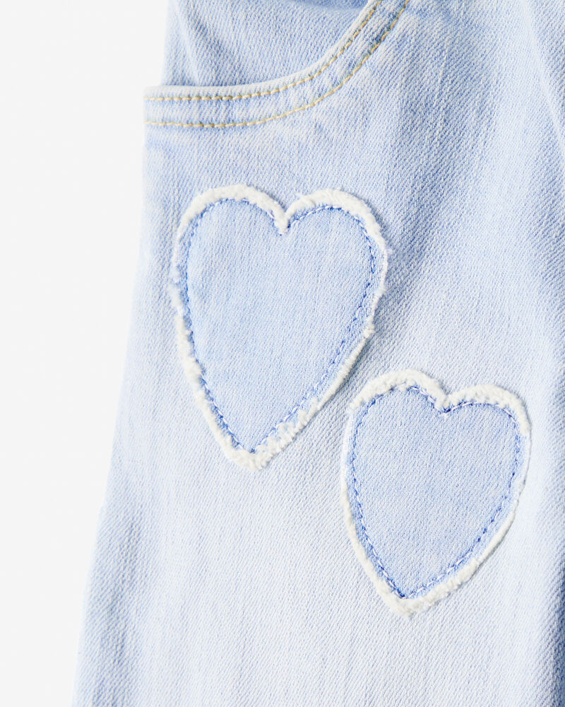 Toddler  Heart Embroidered Iconic Denim Wide Leg Jeans - Cowboy Wash, image 4 of 6 slides