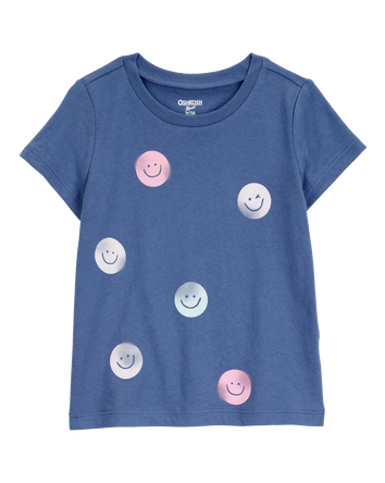 Toddler Smiley-Print Short-Sleeve Graphic Tee - Navy, 