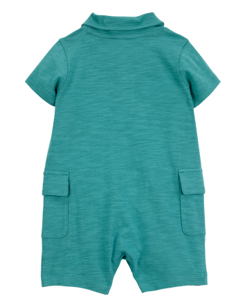 Baby Polo Cotton Romper -Green, 
