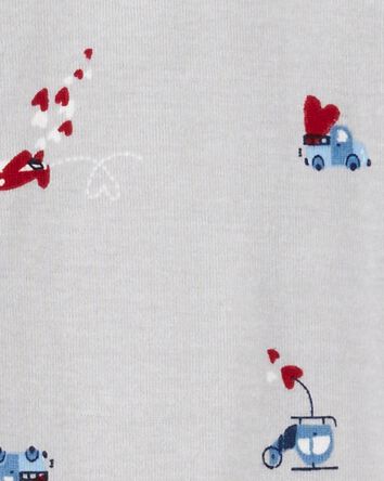 Toddler Heart Print Valentine's Day Cotton 1-Piece Pajamas, 