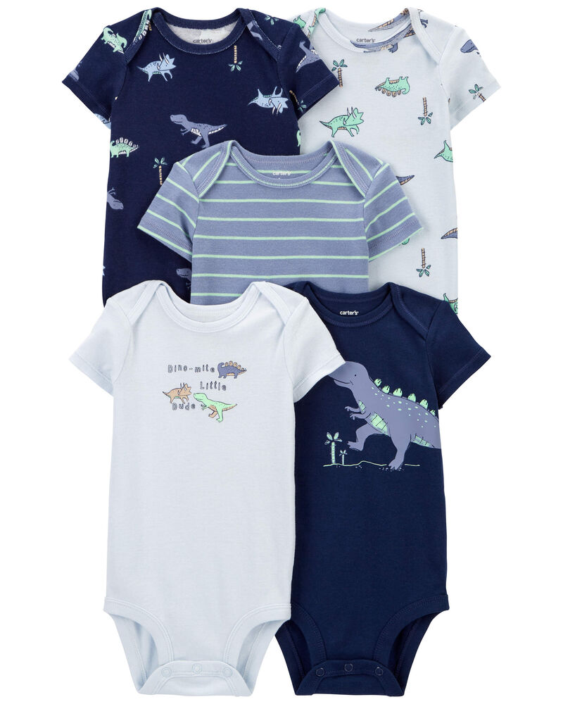 Baby 5-Pack Dinosaur Short-Sleeve Bodysuits, image 1 of 8 slides