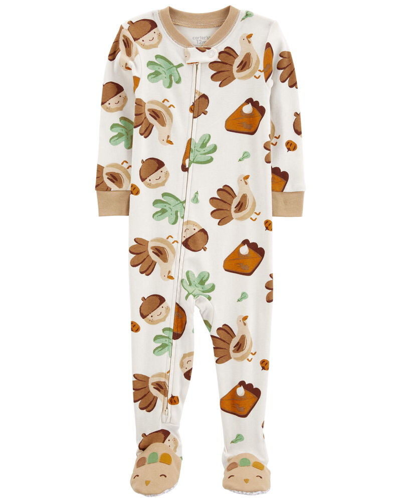 Baby 1-Piece Thanksgiving 100% Snug Fit Cotton Footie Pajamas, image 1 of 5 slides