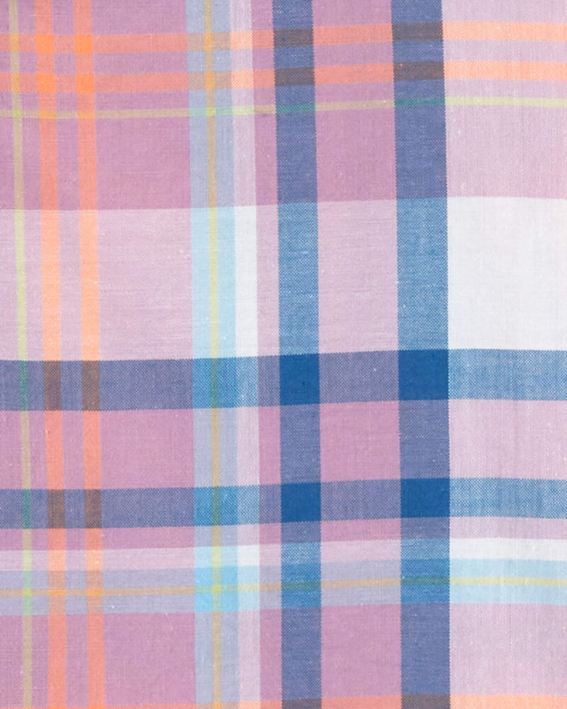 Kid Plaid Button-Front Short Sleeve Shirt, image 2 of 3 slides