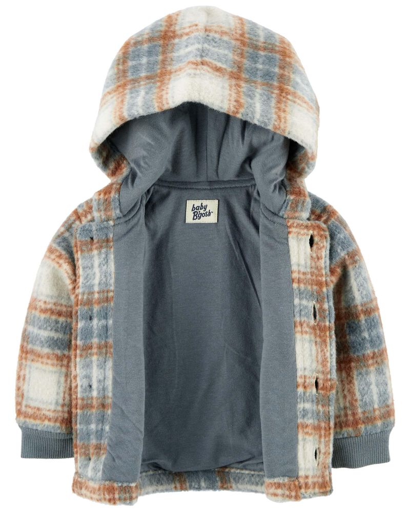 Baby Plaid Hooded Button-Front Jacket, image 2 of 4 slides