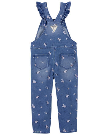 Floral Print Ruffle Overalls, 