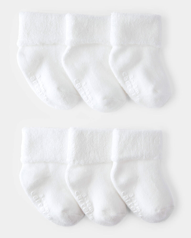 Baby 6-Pack Foldover Booties, image 1 of 3 slides