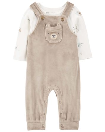 Baby 2-Piece Bear Long-Sleeve Tee & Coverall Set, 