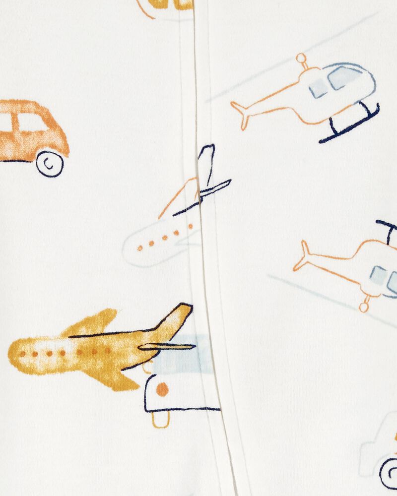 Vehicles 2-Way Zip Cotton Sleep & Play Pajamas, image 2 of 4 slides