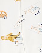 Vehicles 2-Way Zip Cotton Sleep & Play Pajamas, image 2 of 4 slides