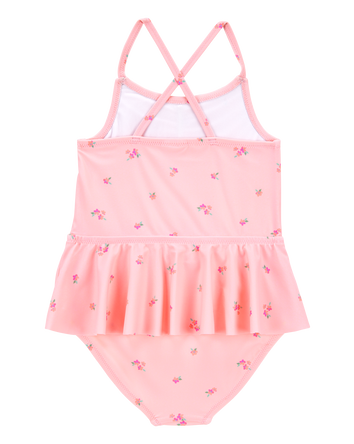 Toddler Girl 1-Piece Floral Tutu Swimsuit - Pink, 