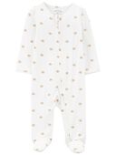 Ivory - Baby Snail Print Zip-Up PurelySoft Sleep & Play Pajamas