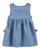 Baby Solid Cotton Dress - Blue, image 2 of 5 slides