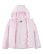 Girls Floral Quilted Midweight Jacket - Pink, image 2 of 3 slides
