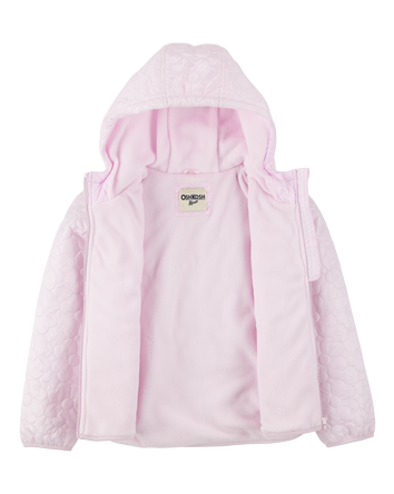 Girls Floral Quilted Midweight Jacket - Pink, 