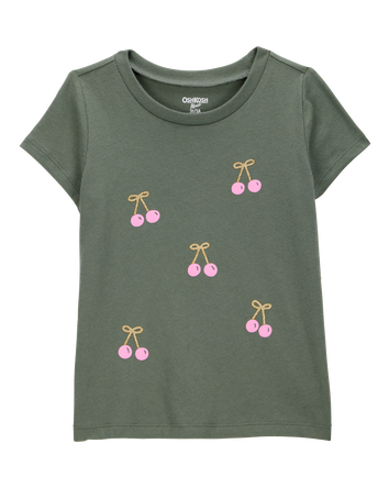 Toddler Cherry Short-Sleeve Graphic Tee - Olive, 