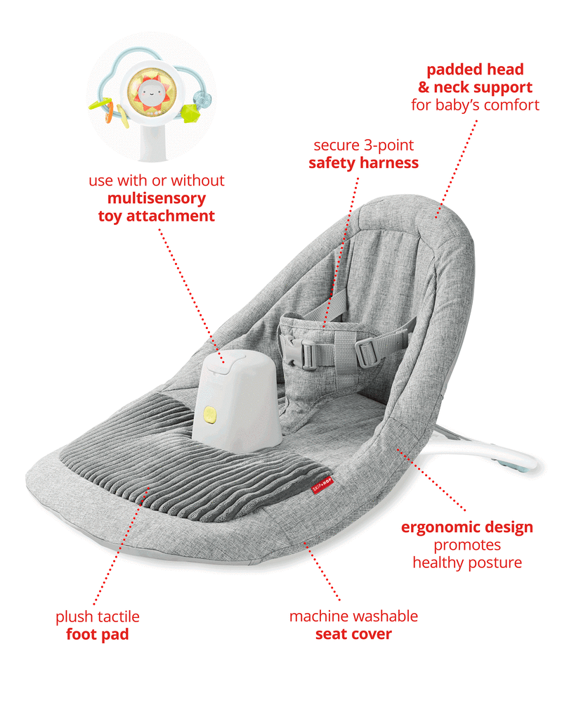 Silver Lining Cloud Upright Activity Floor Seat - Grey, image 3 of 7 slides