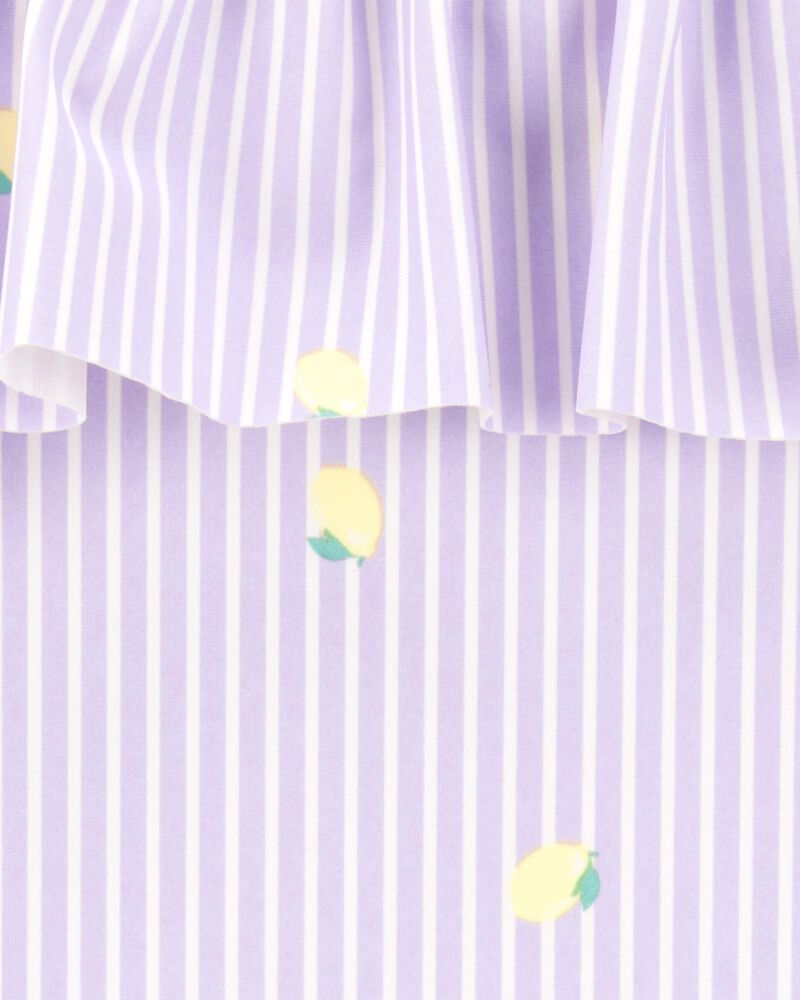Toddler Girl 1-Piece Striped Lemon Swimsuit - Purple, image 3 of 4 slides