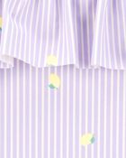 Toddler Girl 1-Piece Striped Lemon Swimsuit - Purple, image 3 of 4 slides