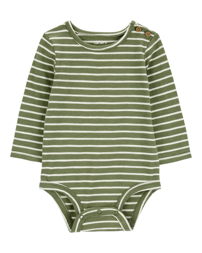 Baby Striped Long-Sleeve Bodysuit, image 1 of 3 slides